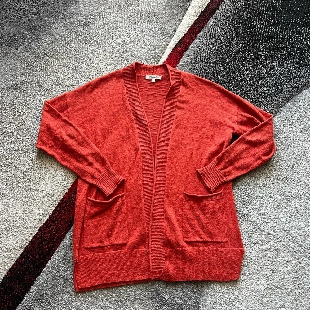 Madewell Bradley Orange Open Front Cardigan - Picture 2 of 5